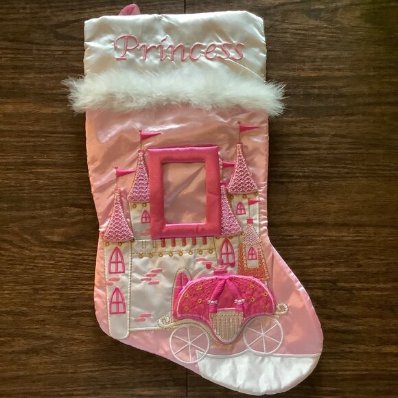 Christmas Eve by Santa's Best Princess Christmas Stocking Pink Embroidery 19” - Picture 7 of 8